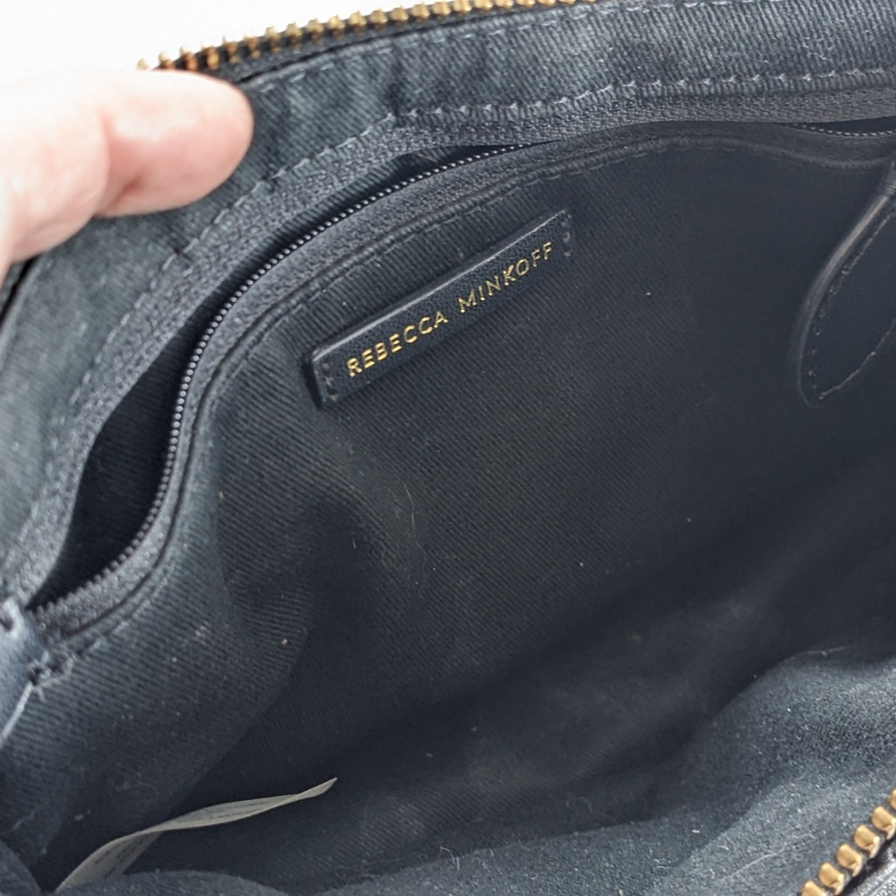 Rebecca Minkoff Black Quilted Leather Edie Crossbody with Gold Chain - Picture 8 of 16